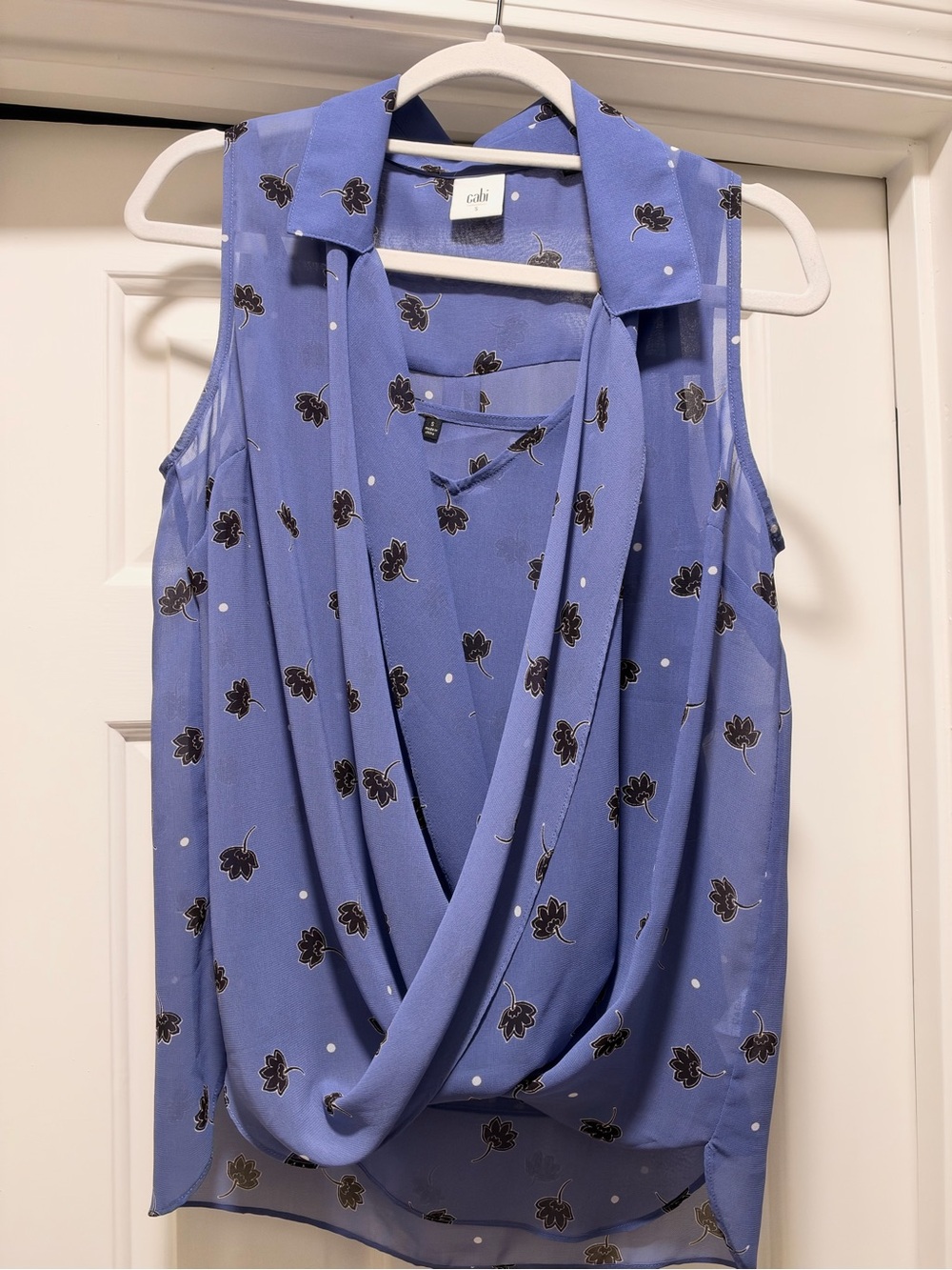 CAbi Lavender-Blue Floral Draped Sleeveless Camisole